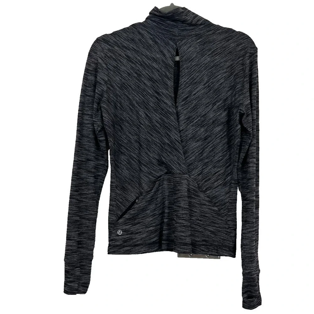 Lululemon Top Womens 8 Black Spacedye &Go Take-Off Long Sleeve Shirt Running